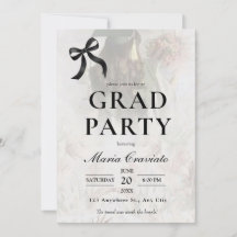 Invitación de fiesta de graduación con lazo negro 