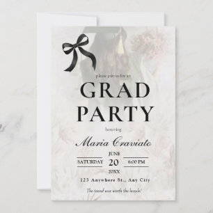 Invitación de fiesta de graduación con lazo negro