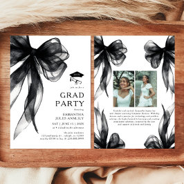 Invitación de fiesta de graduación con lazo negro 