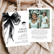 Invitación de fiesta de graduación con lazo negro 
