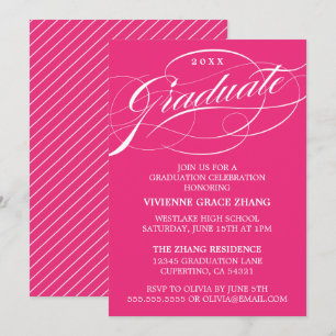 INVITACIÓN DE FIESTA DE GRADUACIÓN CON LETRA ELEGA