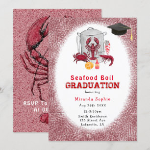 Invitación de Fiesta de Graduación con Mariscos al