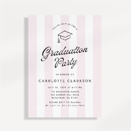 Invitación de fiesta de graduación con raya de ton