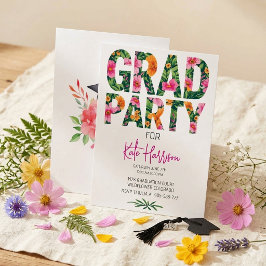 Invitación de fiesta de graduación con tipografía