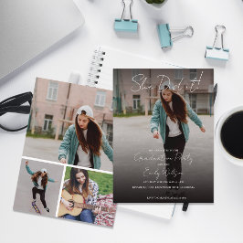 Invitación de fiesta de graduación con varias foto