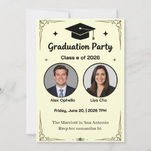 Invitación de fiesta de graduación conjunta blanca