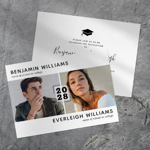 Invitación de fiesta de graduación conjunta minima