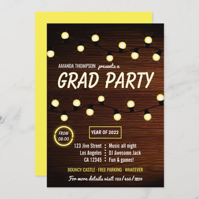 Invitación de fiesta de graduación de baile de DJ  (Anverso / Reverso)