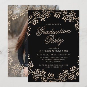 Invitación de fiesta de graduación de bronce dorad