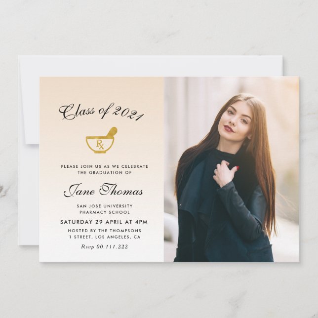 invitación de fiesta de graduación de farmacia mod (Anverso)