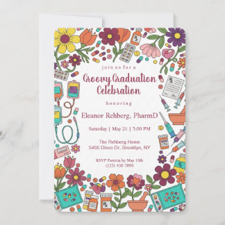 Invitación de fiesta de graduación de farmacia ret