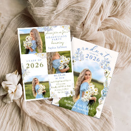 Invitación de fiesta de graduación de flor silvest