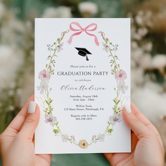 Invitación de fiesta de graduación de flores silve (Subido por el creador)