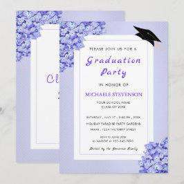 Invitación de fiesta de graduación de flores viole