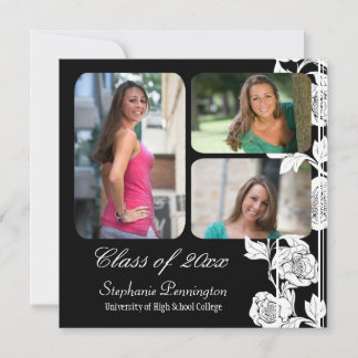 invitación de fiesta de graduación de foto en flor