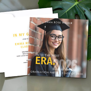 Invitación de fiesta de graduación de foto en negr