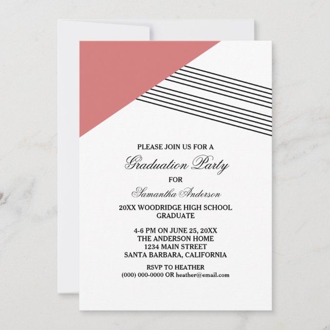 Invitación de fiesta de graduación de franja geomé (Anverso)