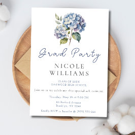 Invitación de fiesta de graduación de hortensia de