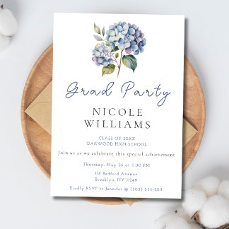 Invitación de fiesta de graduación de hortensia de