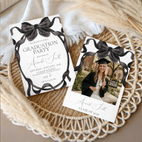 Invitación de fiesta de graduación de lazo negro e