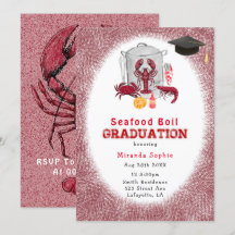 Invitación de fiesta de graduación de mariscos al 