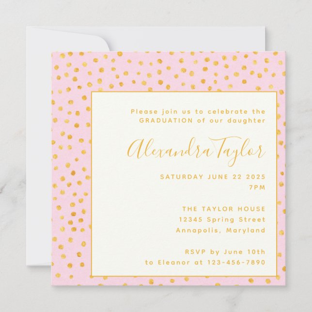 Invitación de fiesta de graduación de niña con pun (Anverso)