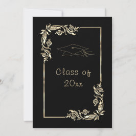 Invitación de fiesta de graduación de oro con marc
