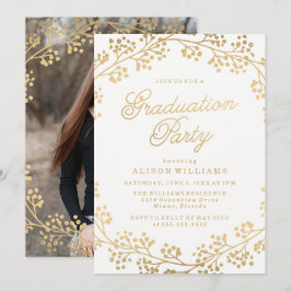 Invitación de fiesta de graduación de oro dorado