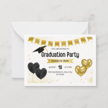 Invitación de fiesta de graduación de oro negro
