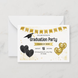 Invitación de fiesta de graduación de oro negro