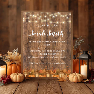 Invitación de fiesta de graduación de otoño rústic