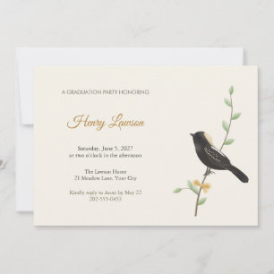 Invitación de fiesta de graduación de pájaro canto