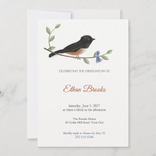 Invitación de fiesta de graduación de pájaros cant