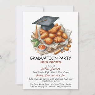 Invitación de fiesta de graduación de pollo frito