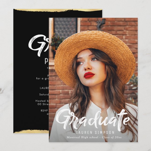 invitación de fiesta de graduación de superposició (Anverso / Reverso)