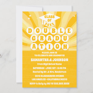 Invitación de fiesta de graduación doble Retro Sun