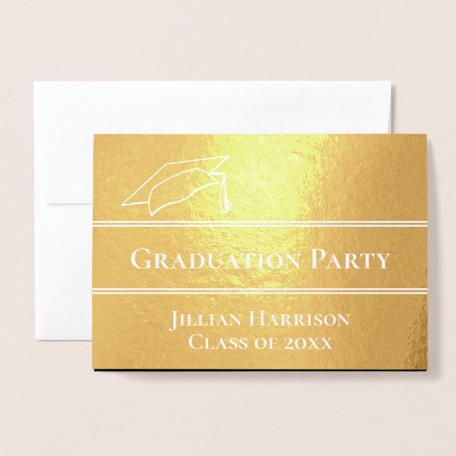 Invitación de fiesta de graduación elegante con lá (Anverso con sobre)