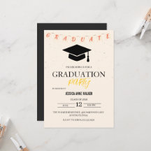 Invitación de fiesta de graduación elegante dorada