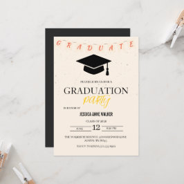 Invitación de fiesta de graduación elegante dorada
