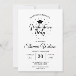 Invitación de fiesta de graduación elegante en neg