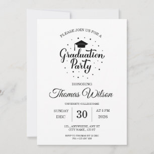 Invitación de fiesta de graduación elegante en neg