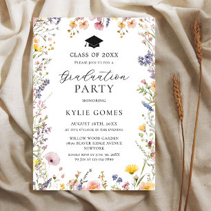 Invitación de fiesta de graduación en jardín de fl