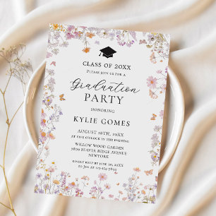 Invitación de fiesta de graduación en jardín de fl