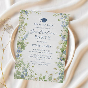 Invitación de fiesta de graduación en jardín de fl