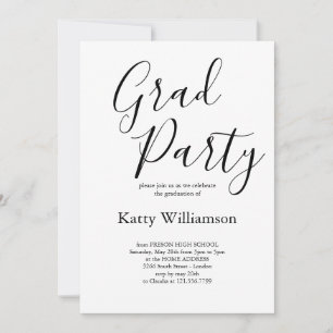 Invitación de fiesta de graduación en negro y blan