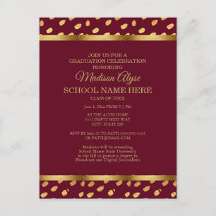 Invitación de fiesta de graduación en oro de Borgo