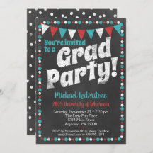 Invitación de fiesta de graduación en pizarra de t