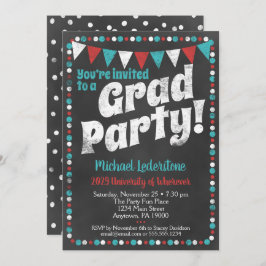 Invitación de fiesta de graduación en pizarra de t