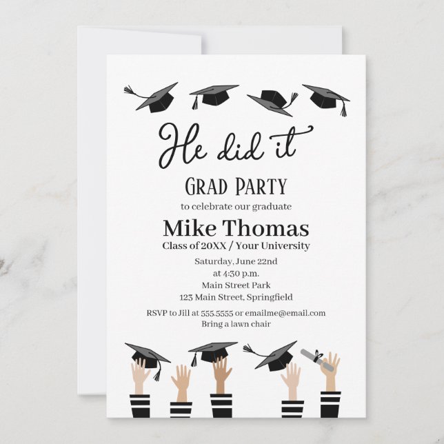 Invitación de fiesta de graduación Fiesta de gradu (Anverso)