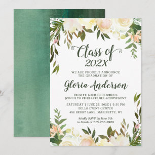 Invitación de fiesta de graduación floral con vege